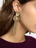 Pendientes Largos Redondos Con Cadenas dorado