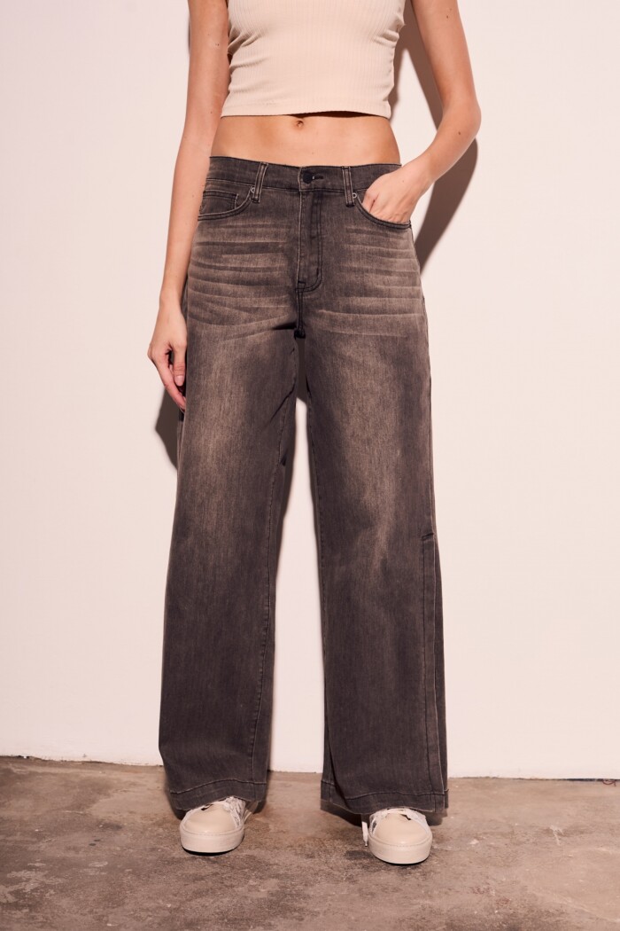 Jean Wide Tajo Denim Gris