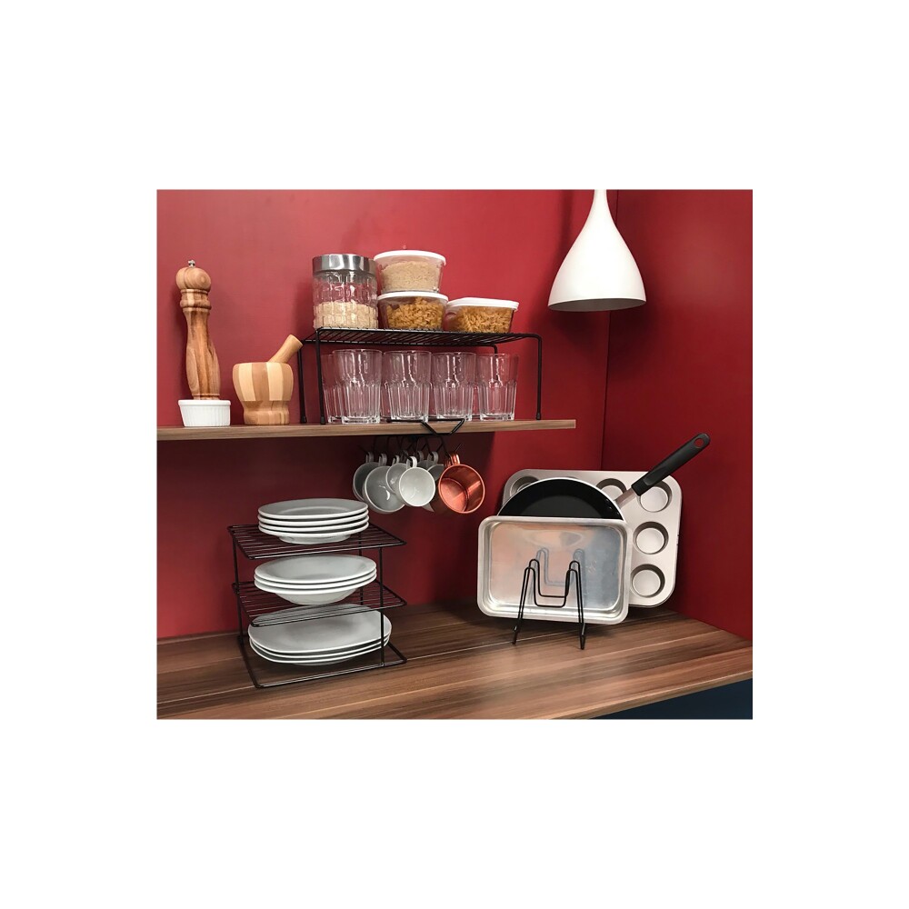 SOPORTE NEGRO ACERO P/TAPAS DE OLLAS
