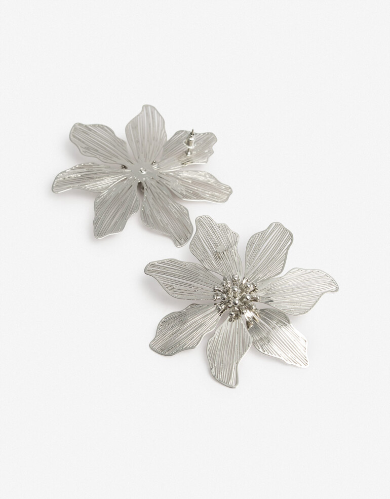 Aros Colgantes Cortos Metal Aros Colgantes Flor Metal - Dorado