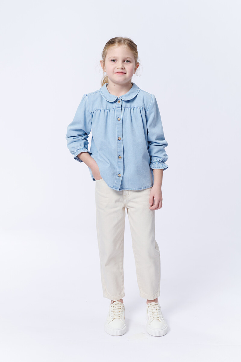 Blusa cuello volado jean Celeste