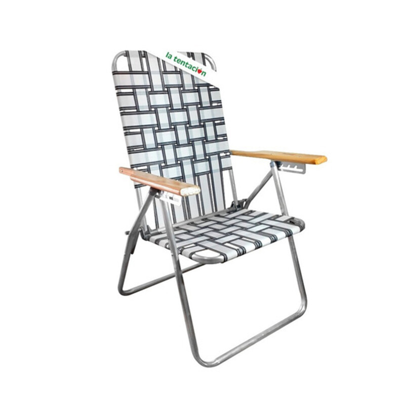 Reposera Playa Aluminio 7/8 Con Cinta Reforzada Blanco/Negro Reposera Playa Aluminio 7/8 Con Cinta Reforzada Blanco/negro