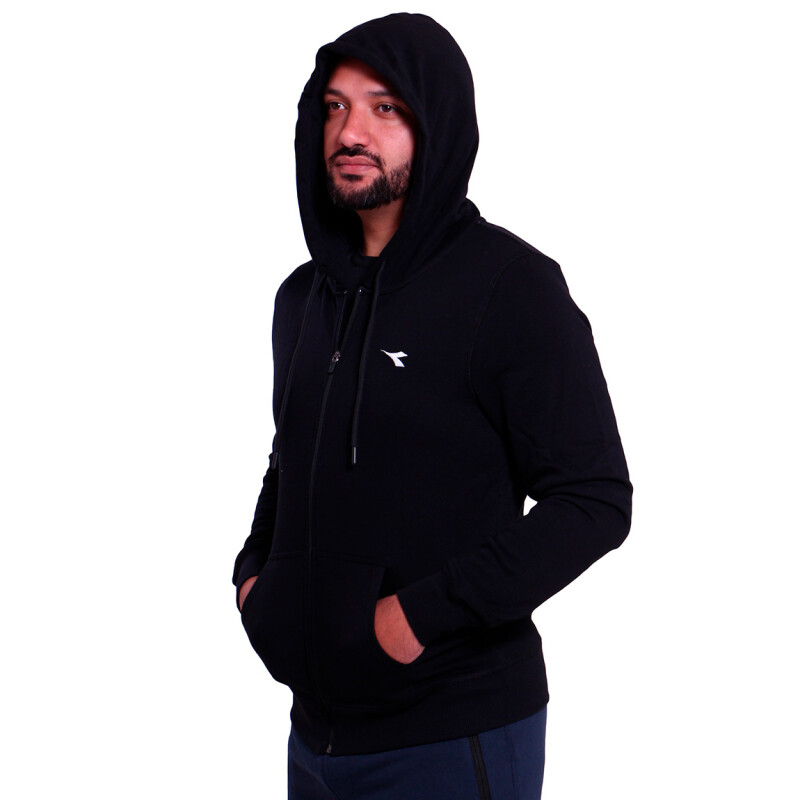Campera Diadora Hombre C/capucha Sin Felpa Negro Negro