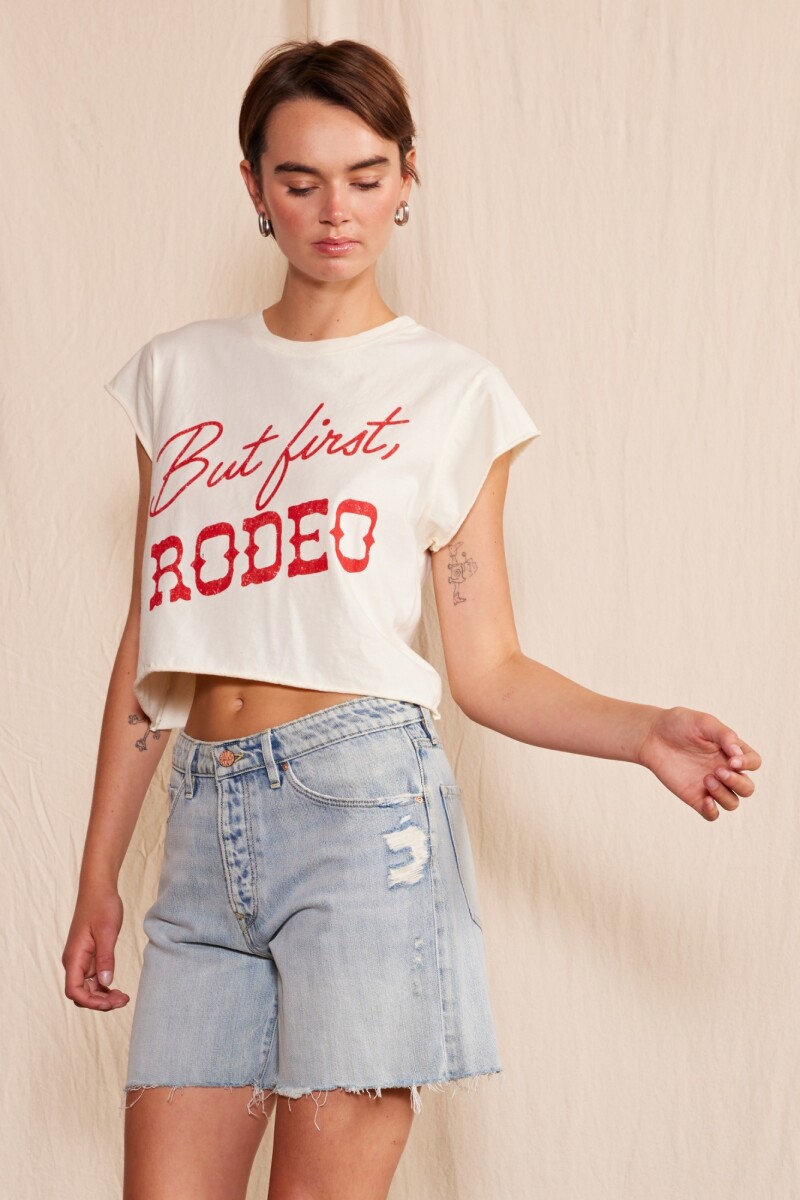 But First, Rodeo Crop Tee Blanco