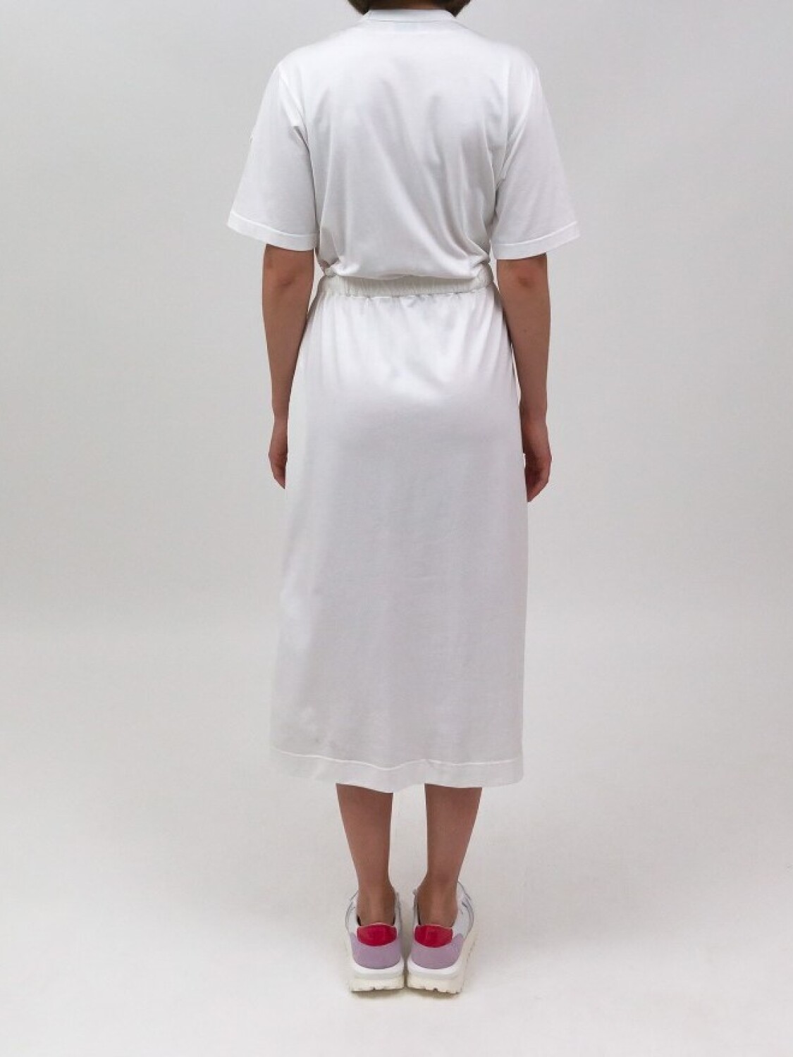 Vestido de algodón con malla plisada Blanco