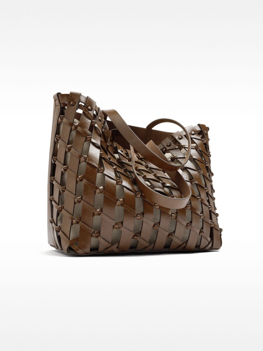 Bolso Shopper Trenzado Con Nudos marron