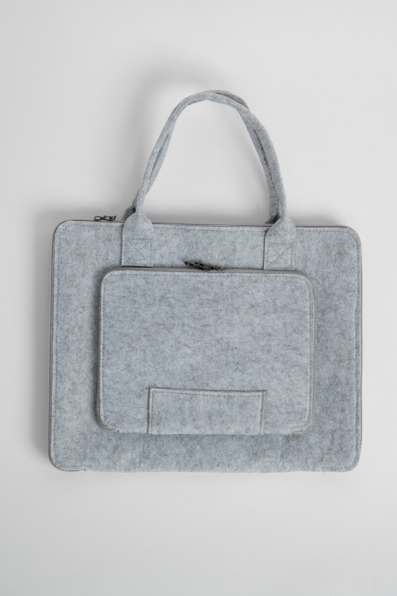 Porta laptop con bolsillo - Gris melange 