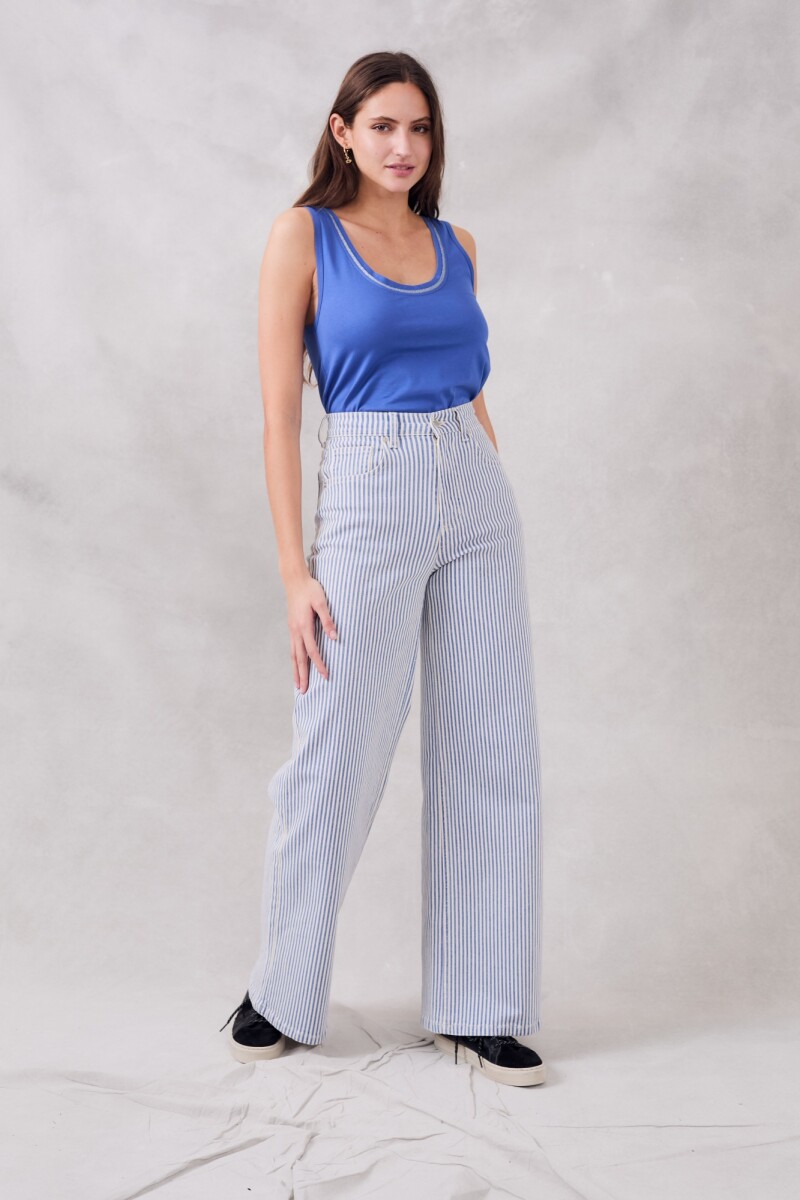 Top Cinta Metalizada Cerúleo