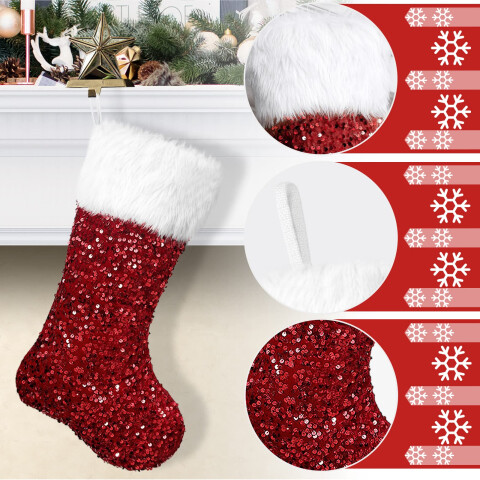 Bota Navideña Brillosa Rojo