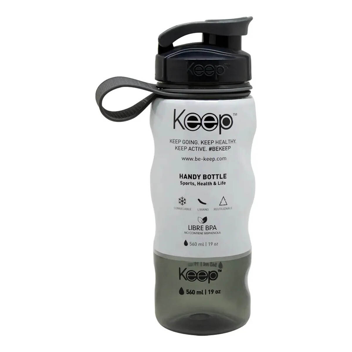 Botella Deportiva Plastica Keep 560ml - Negro 