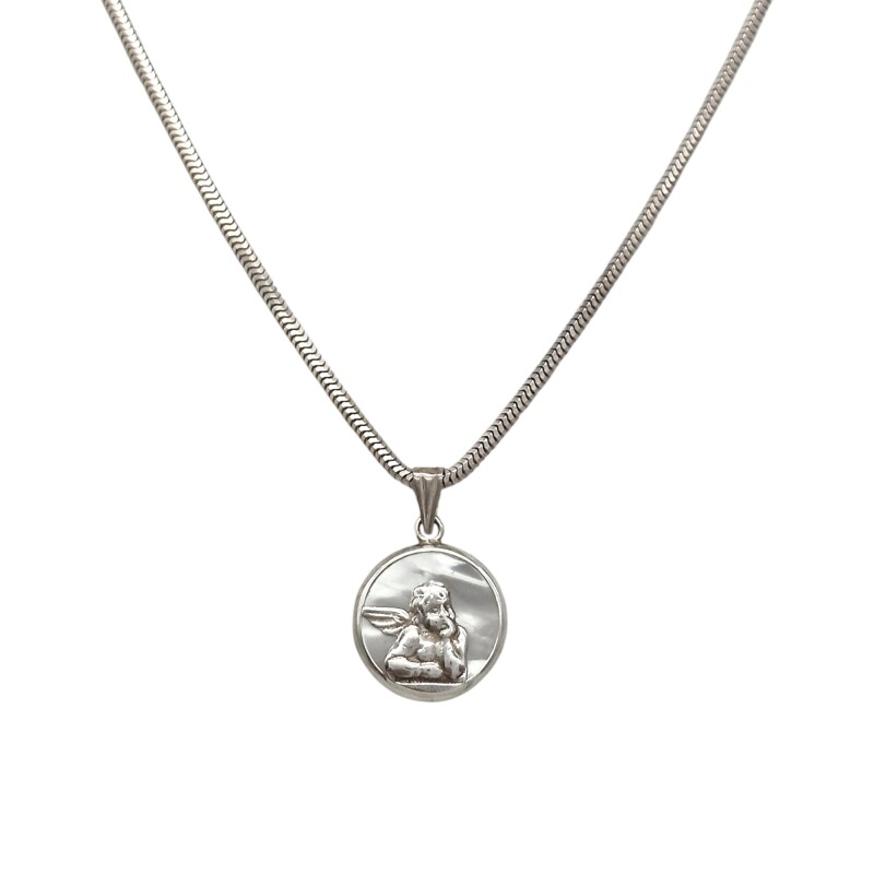 Dije Medalla Ángel de la Guarda-Plata 925-Piedra Nacar-CP3029 conpiedra