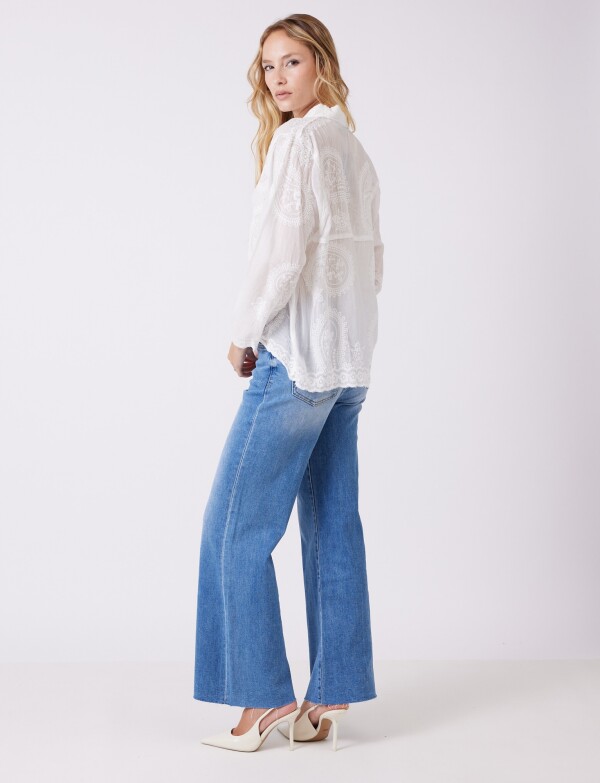 Camisa Algodon Broderie BLANCO