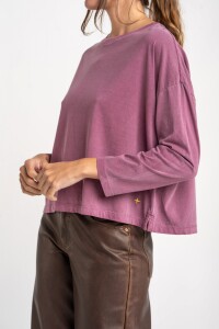 Remera Manga Larga Lavada Bordeaux
