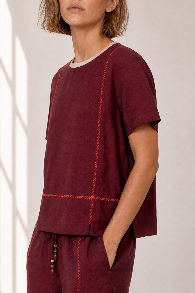 BLUSA LINO CRUZ BURDEOS