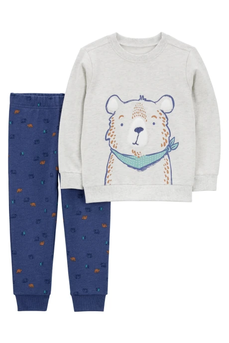 Set dos piezas de algodón, pantalón y remera, diseño osos Set dos piezas de algodón, pantalón y remera, diseño osos