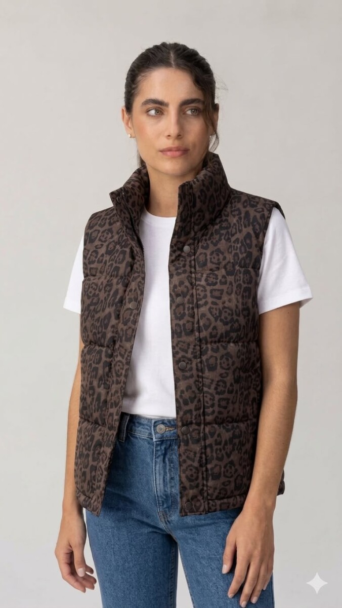 chaleco Print Puffer - CHOCOLATE 