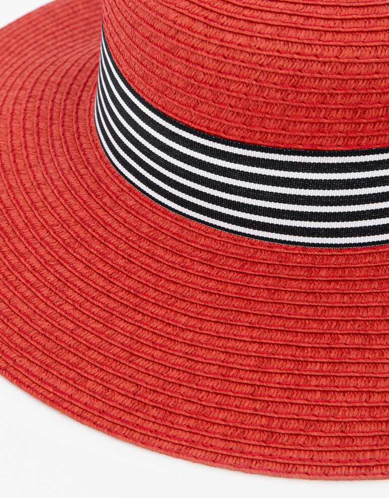Sombreros Playa Sombrero Efecto Rafia - Rojo Medio