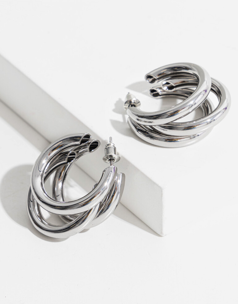 Aros Argollas Metal Argollas De Metal - Plateado Rodio