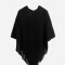 Poncho con flecos NEGRO