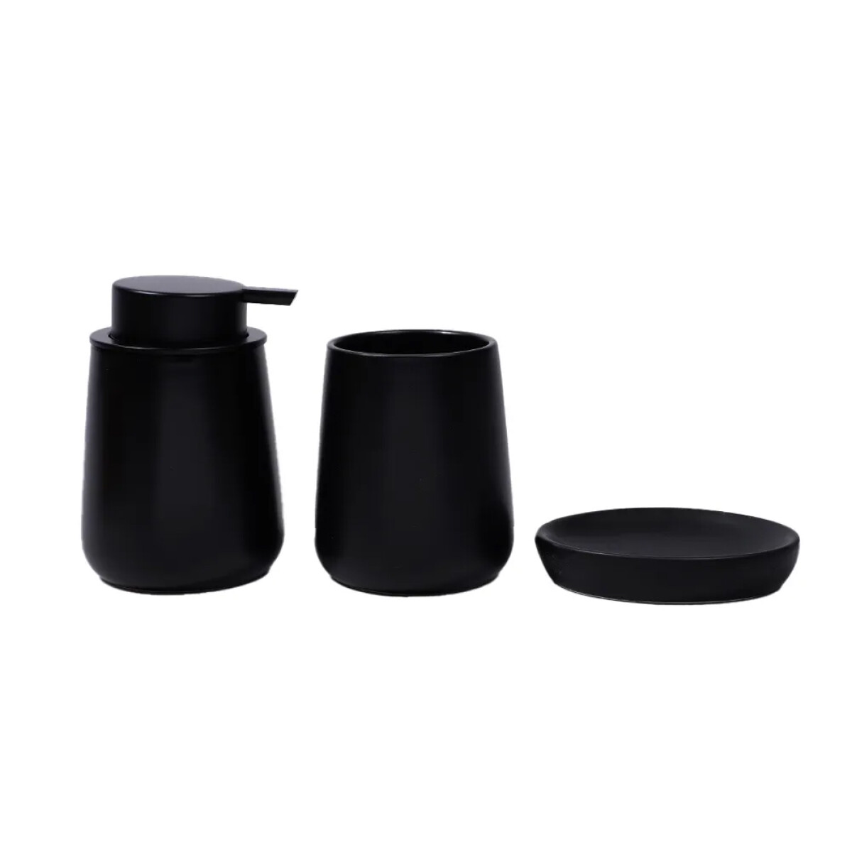 Set X3 De Cerámica Negro Para Baño 