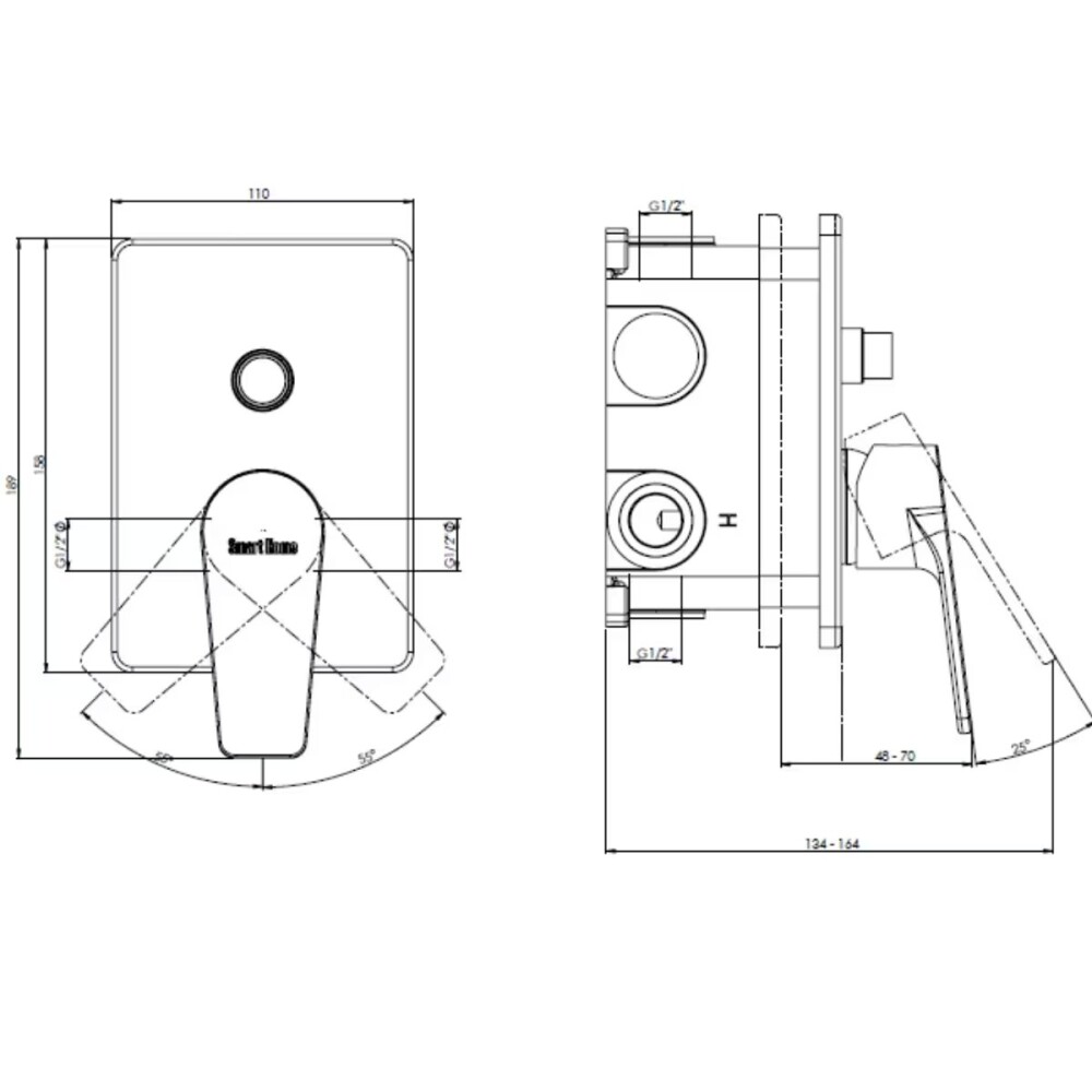Grifería de Ducha Monocomando de embutir con transferencia Smart Home Cromado Grifería De Ducha Monocomando De Embutir Con Transferencia Smart Home Cromado
