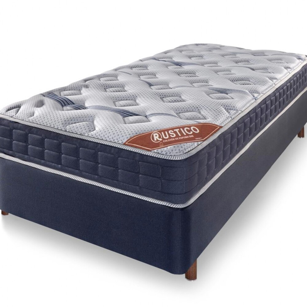 Conjunto Sommier 1 Plaza - Rustico - Espuma D60 Conjunto Sommier 1 Plaza - Rustico - Espuma D60