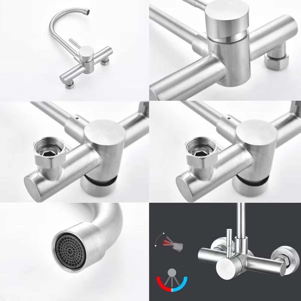 Grifería de cocina Monocomando de pared Celtic Gris Satinada Grifería De Cocina Monocomando De Pared Celtic Gris Satinada