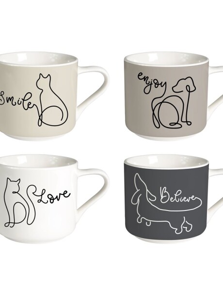 MUG BAJO 350ML SILUETA ANIMALES MUG BAJO 350ML SILUETA ANIMALES