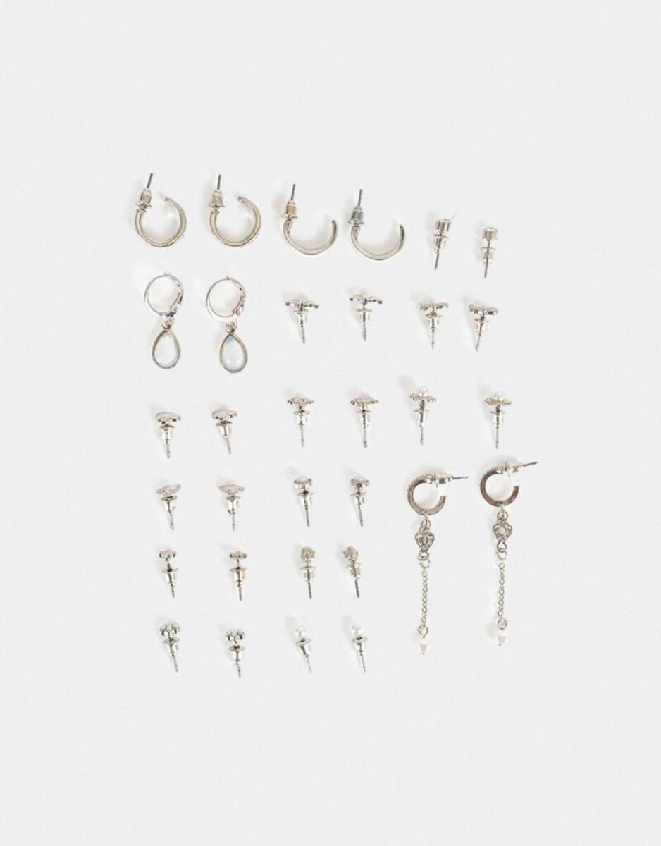 Aros Sets Perlas - Plateado 