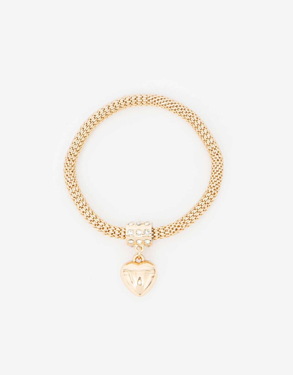 Pulsera De Metal Con Dije De Corazón - Dorado 