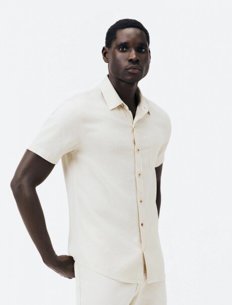 CAMISA MANGA CORTA SLIM BEIGE