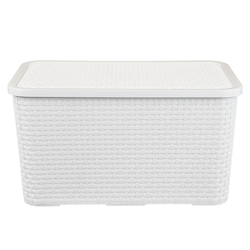 Caja organizadora plástica simil ratán 7 lts BLANCO