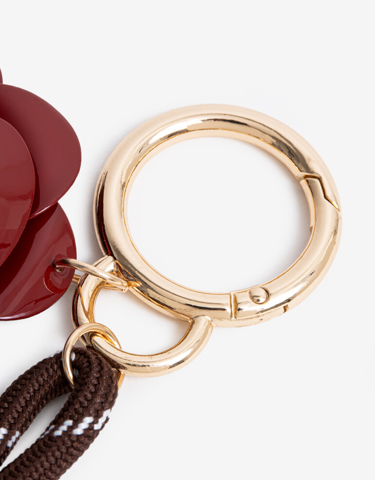 Llavero Cordón Llavero Cordón Y Flor Metálica. - Combinacion Bicolor