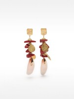 Pendientes Largos Maxi De Conchas rojo