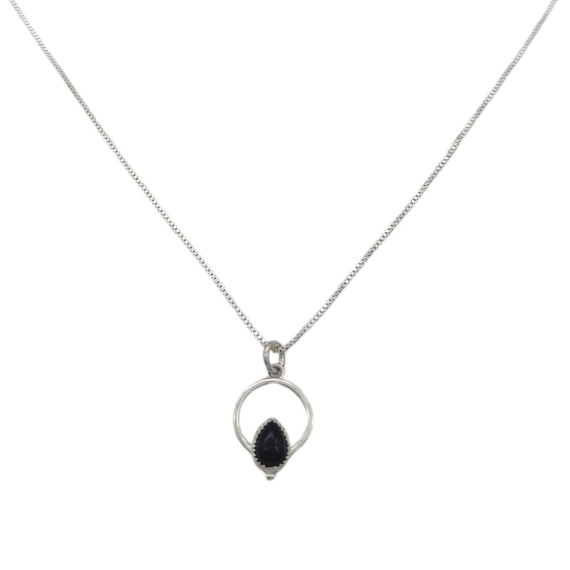 Conjunto colgante lágrima- Plata 925 - Piedra ónix- CJ3028 Conpiedra