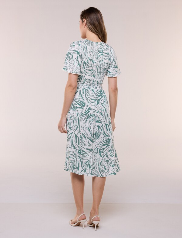 Vestido Punto Smock VERDE/MULTI