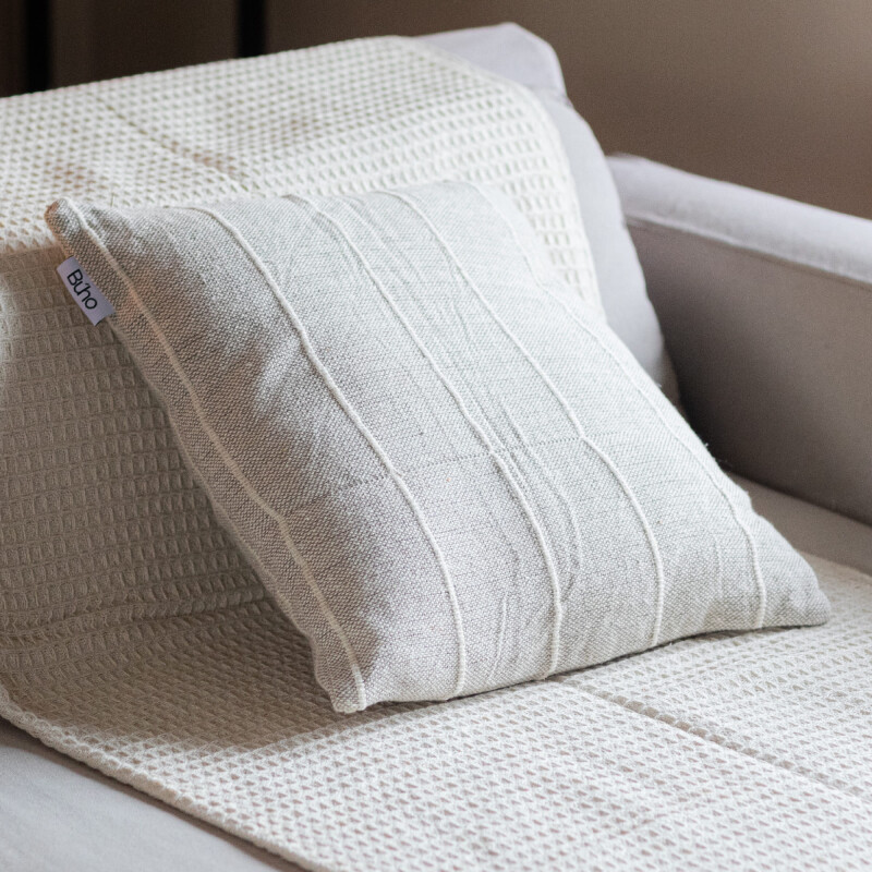 Funda de almohadón algodón 45x45cm Rayas Greige