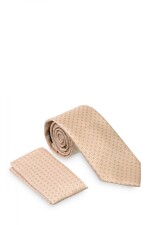 Corbata con pañuelo 8 cm BEIGE