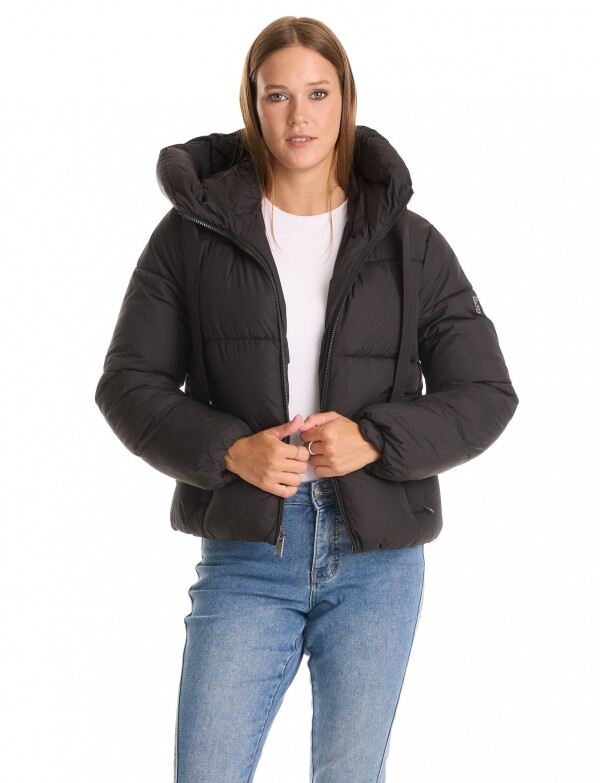 Campera Puffer Capucha NEGRO