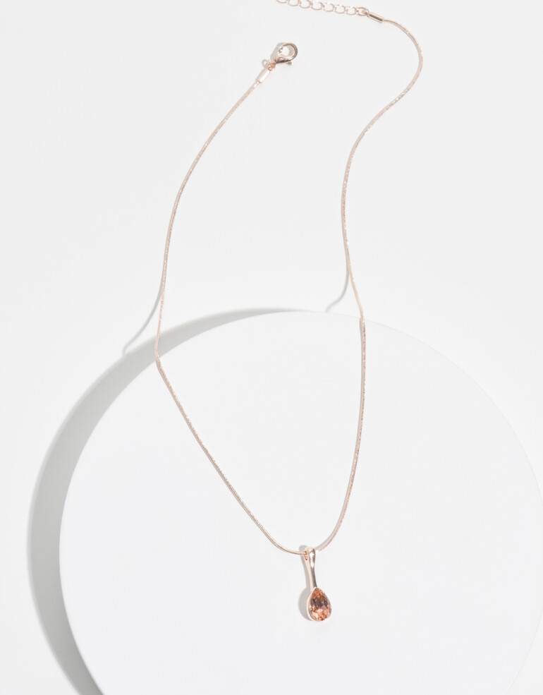 Cadena Corta con Dije Strass Cadena Con Dije De Gota - Dorado Oro Rosa