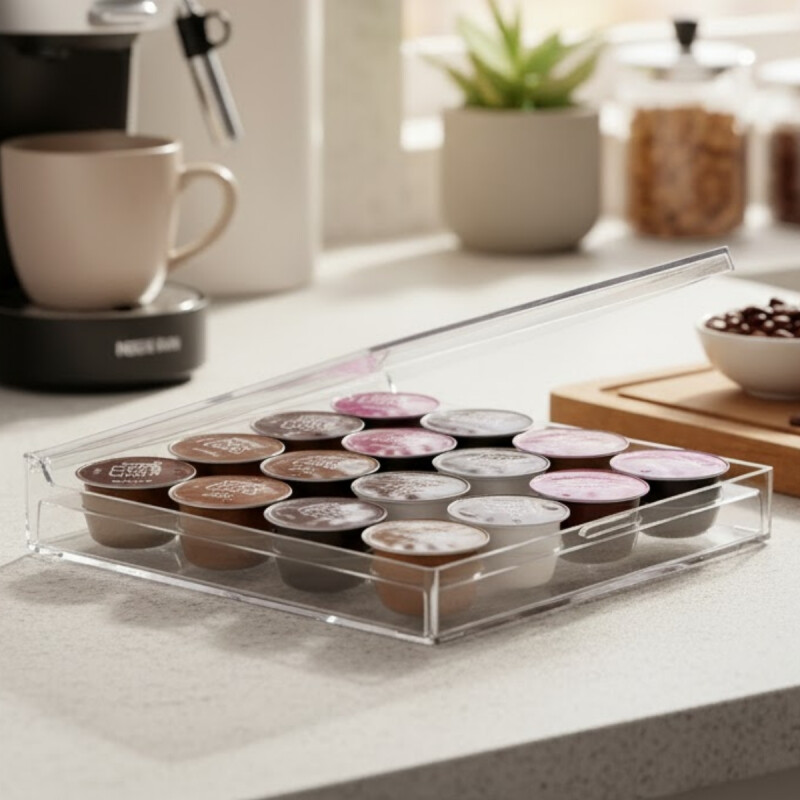 Caja para cápsulas Dolce Gusto de acrílico TRANSPARENTE