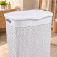 Cesto para ropa simil ratán con tapa 55 lts BLANCO