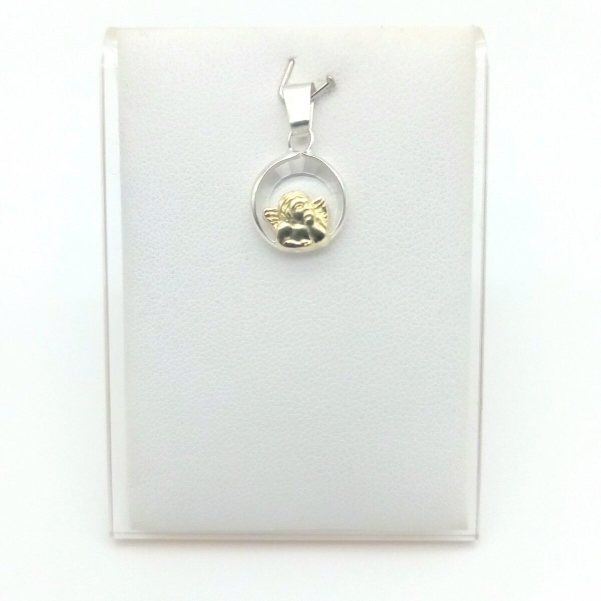 Medalla religiosa de plata 925, double en oro 18 ktes y cristl, ANGEL SAN RAFAEL. 
