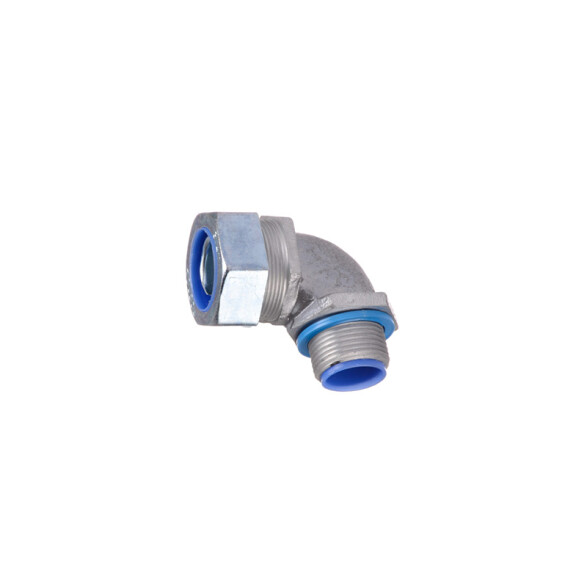 Conector a 90° Ø¾" BSP p/caño acero flex. IP65 ZO1837