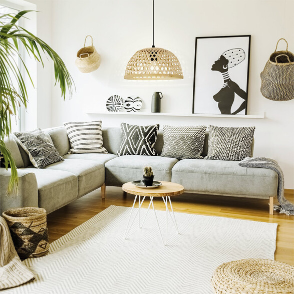 Colgante acero/madera calado 1XE27 Ø37 CLAVERDON EG3246