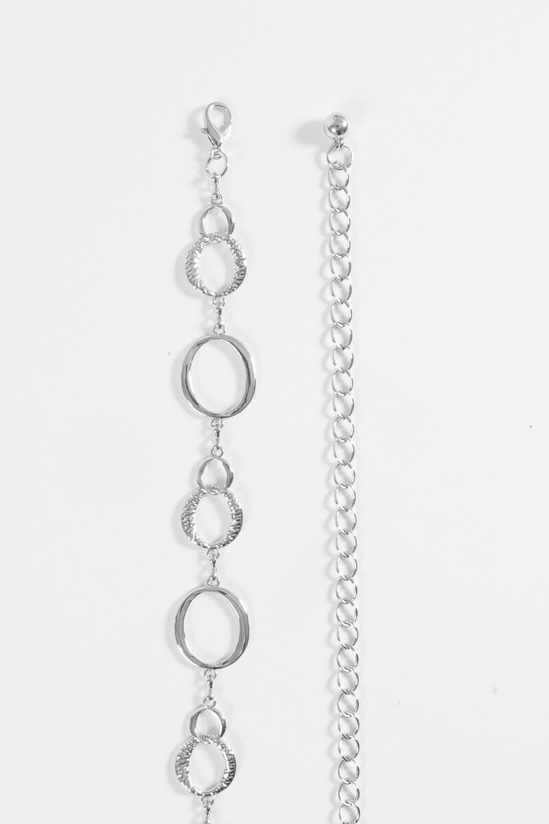 Cinturón metálico eslabones irregulares plateado