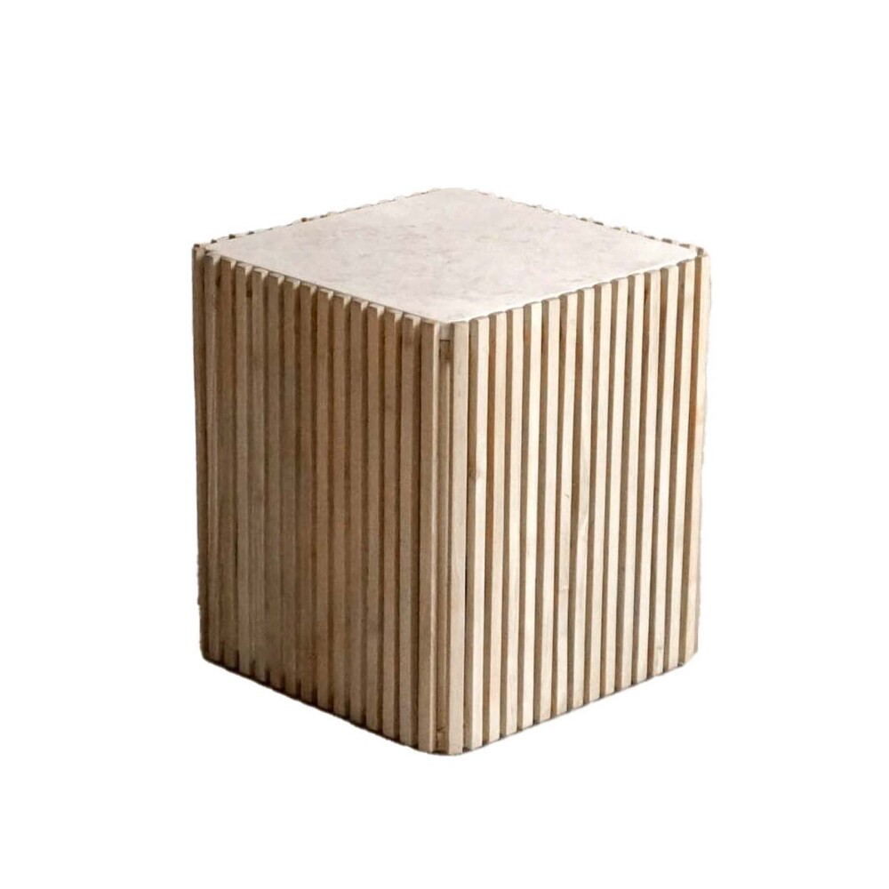 MESA AUXILIAR/LATERAL MADERA-Y-MARMOL NATURAL-BEIGE AGOSTINA NATURAL