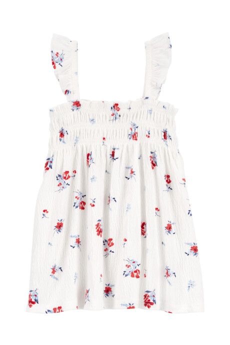 Musculosa de jersey arrugado, con canesú fruncido y diseño floral Sin color