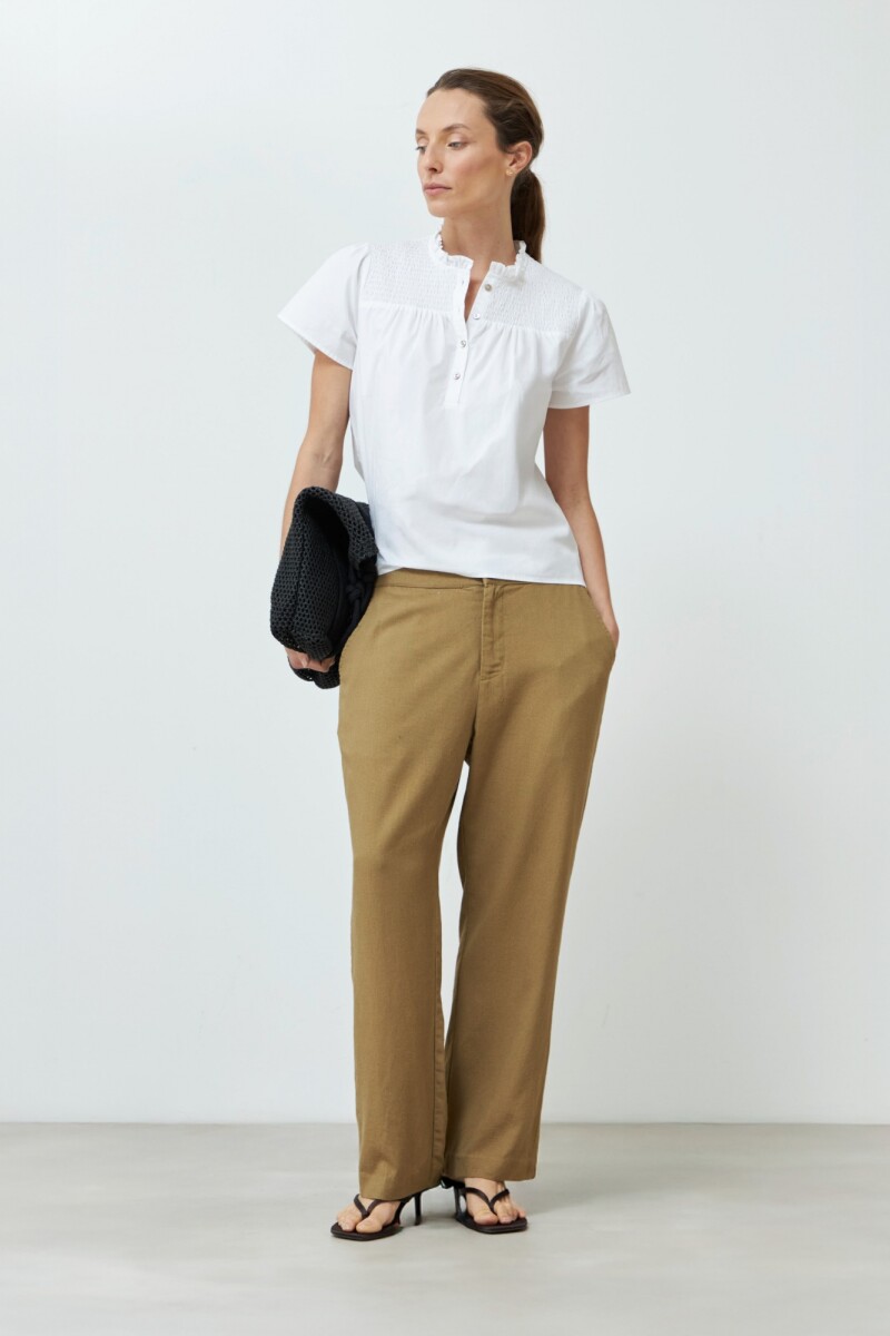 Blusa punto smock blanco