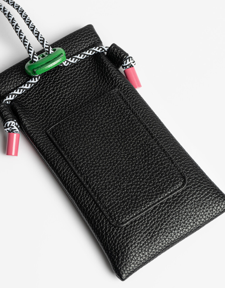 Estuches Anteojos PU Estuche De Anteojos Con Cordón - Negro